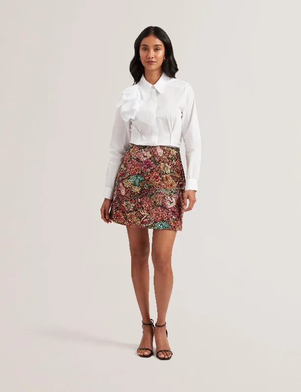 Sylivia Corsage Detail Button Down Shirt White