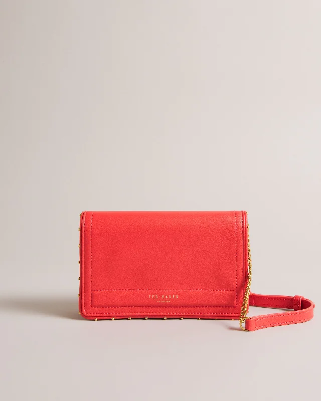 Kahnisa Studded Edge Leather Purse Coral