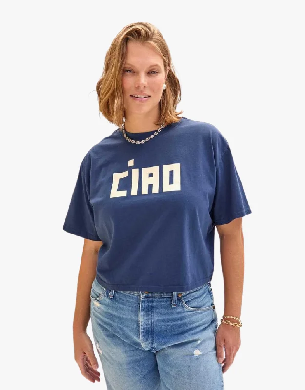 Clare V. Le Carre Tee in Navy Ciao