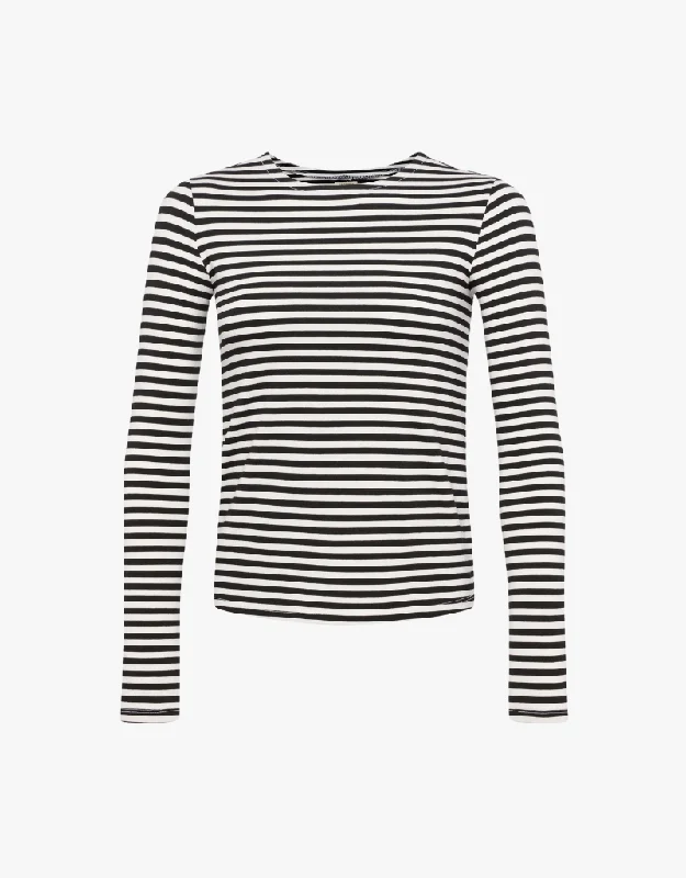 L'agence Tess  Long Sleeve Tee in Black & White Stripe