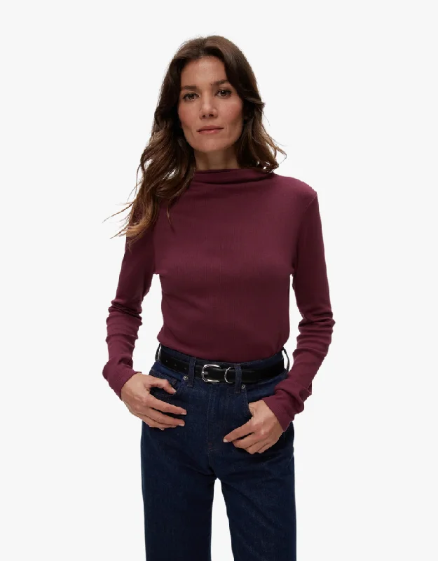 Michael Stars Janine Mock Neck Top in Beetroot