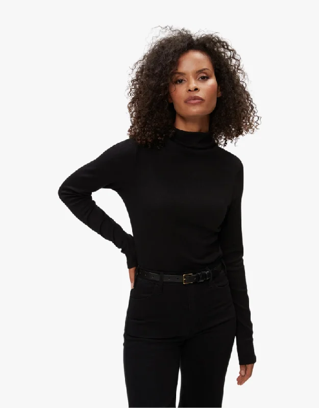 Michael Stars Janine Mock Neck Top in Black