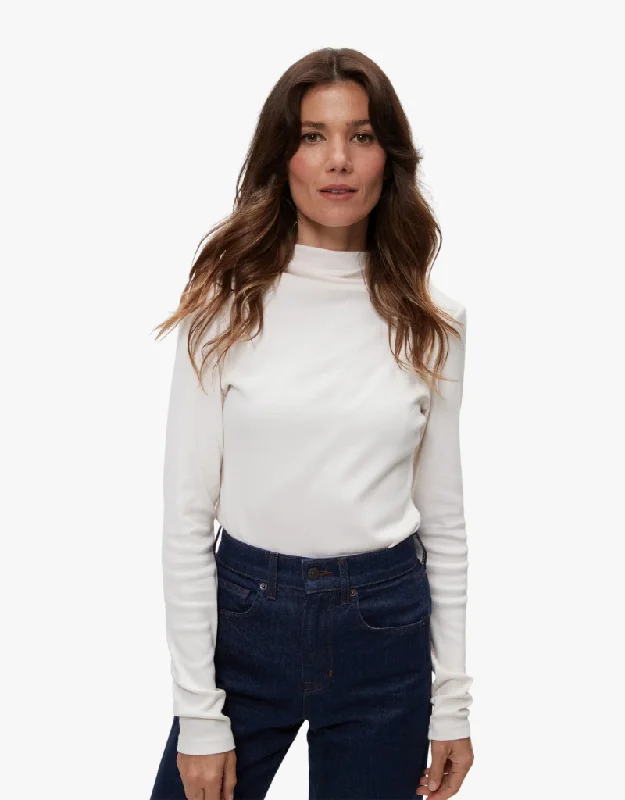 Michael Stars Janine Mock Neck Top in Chalk