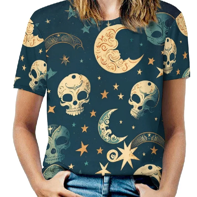 Women's Skulls, Stars & Moons Short Sleeve T-Shirt