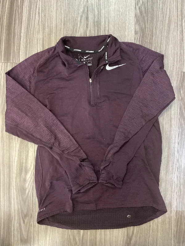 Athletic Top Long Sleeve Collar By Nike In Purple, Size: M