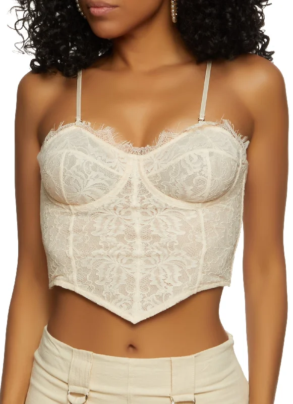 Floral Lace Hanky Hem Bustier Top