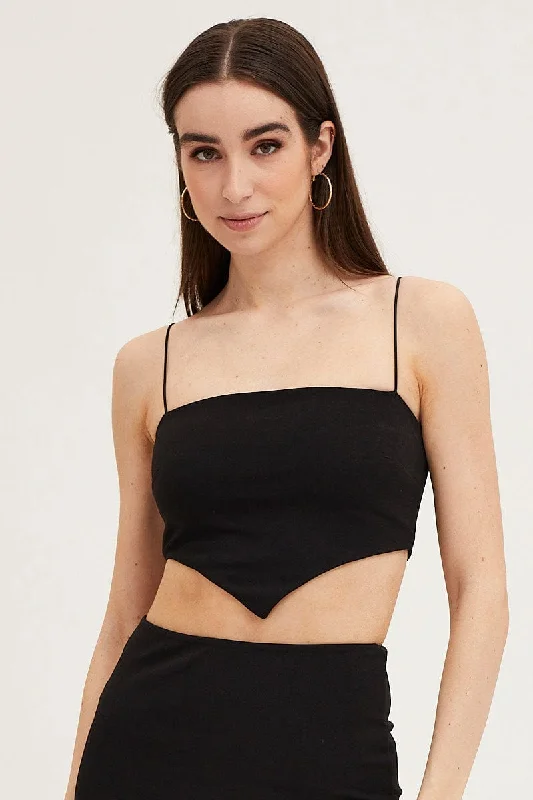 Black Ponte Scarf Crop Top