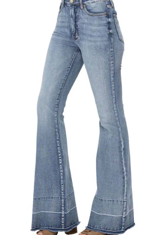 High Rise Tummy Control Flare W/release Hem In Light Denim