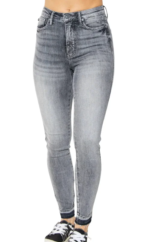 High Waist Tummy Control Release Jeans In Grey