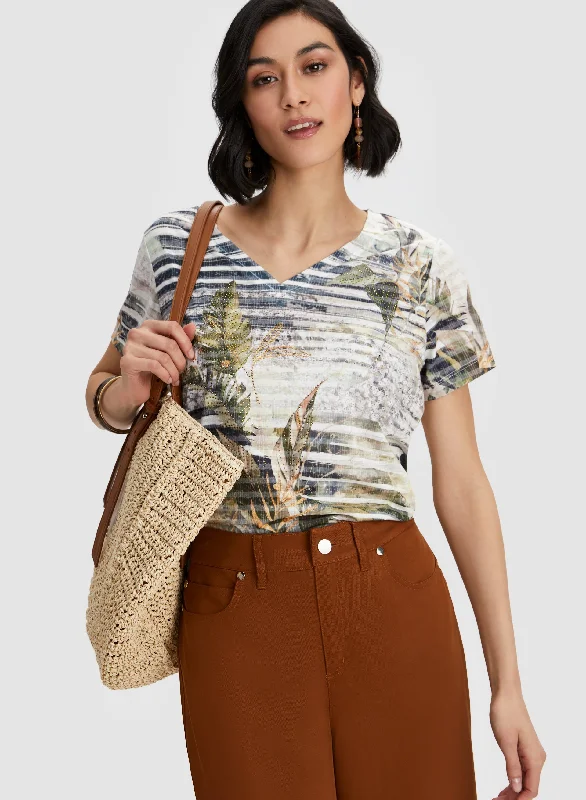 Leaf Print Burnout Top