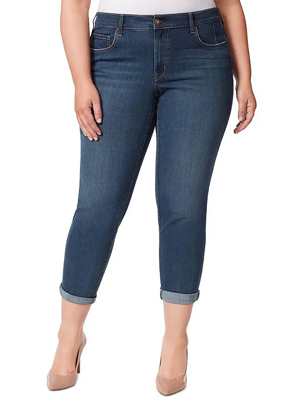 Plus Womens Stretch Ankle Jeans