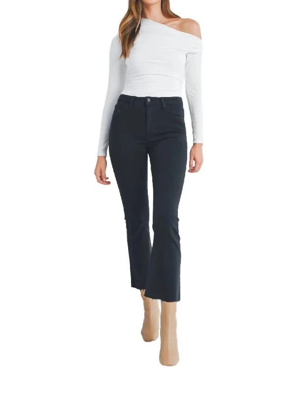 Tonal Crop Flare Jeans In Black