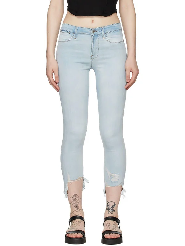 Womens High Rise Cropped Skinny Jeans