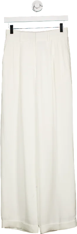 LILYSILK White Silk Wide Leg Trousers UK M