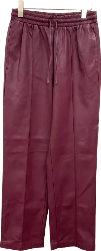 River Island Burgundy Faux Leather Jogger Trousers UK 8