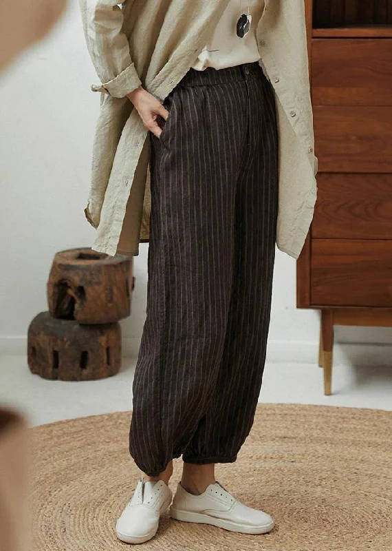 Unique Chocolate Striped Pants Plus Size Clothing Spring Knickerbocker