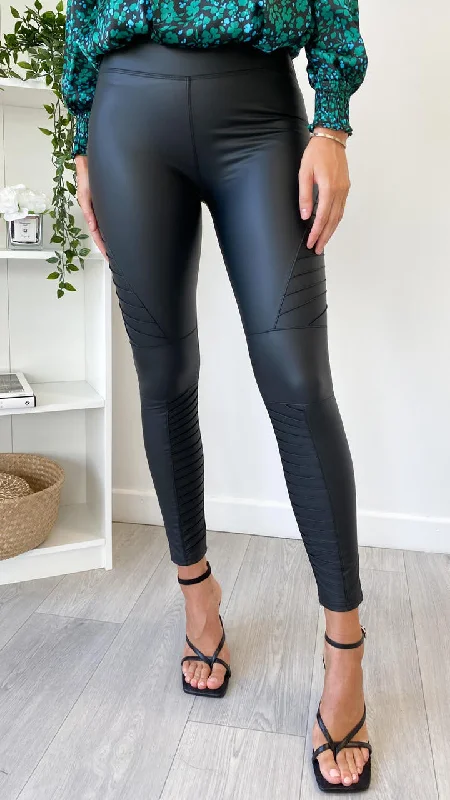 Lori Coated Biker Leggings in Black