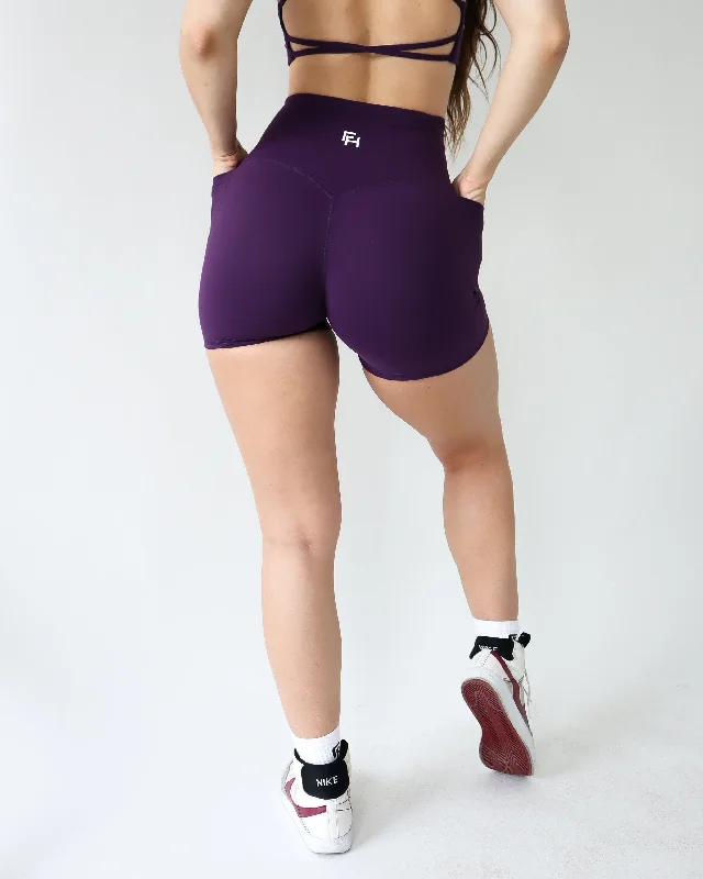 Performance Pocket Biker Shorts - Berry