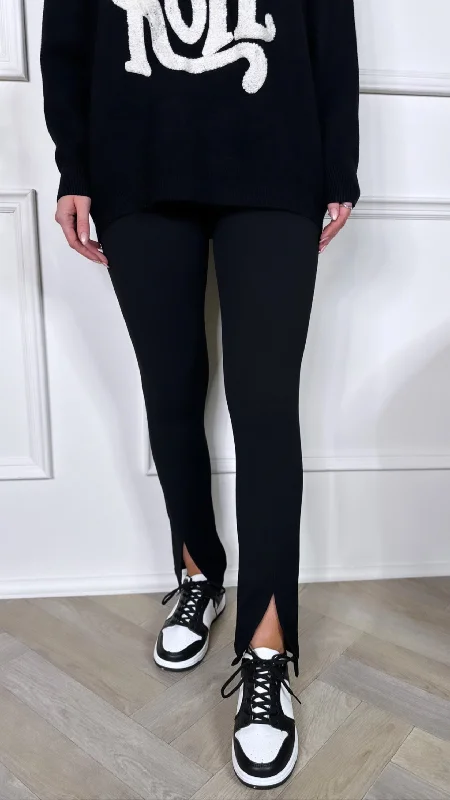 Zara Split Leg Leggings in Black