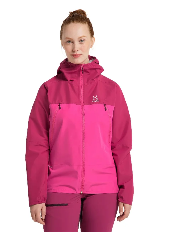 Women's Color Block Zipper Fly Jacket,Pink