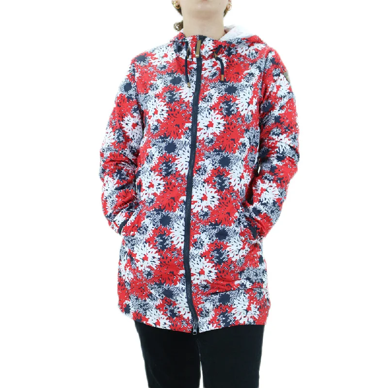 Women's Printed Windproof Long Jacket,Multi