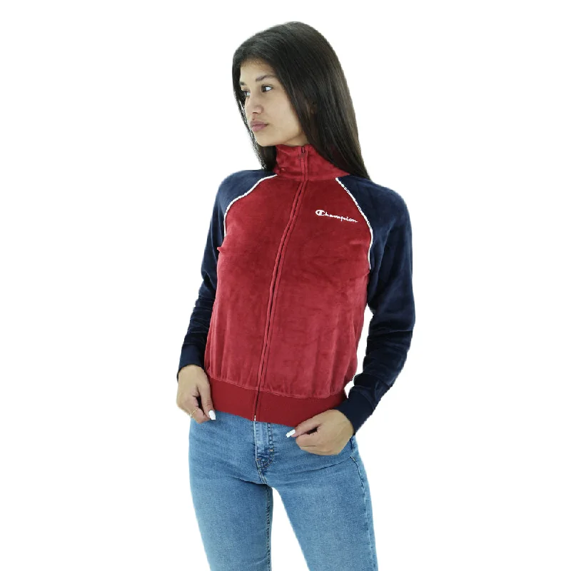 Women's Velvet Sport Jacket,Navy/Red