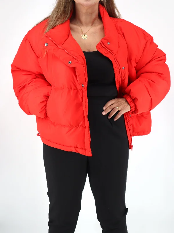 Women's Quilted Puffer Jacket,Red