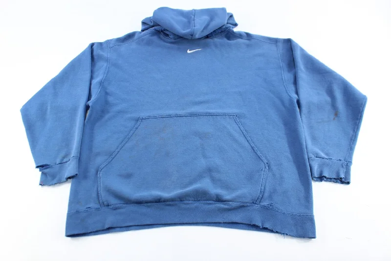 90's Nike Center Swoosh Embroidered Logo Blue Pullover Hoodie