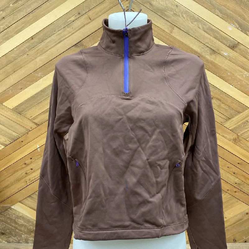 Lululemon- 1/4 zip active shirt : Brown -women-SM