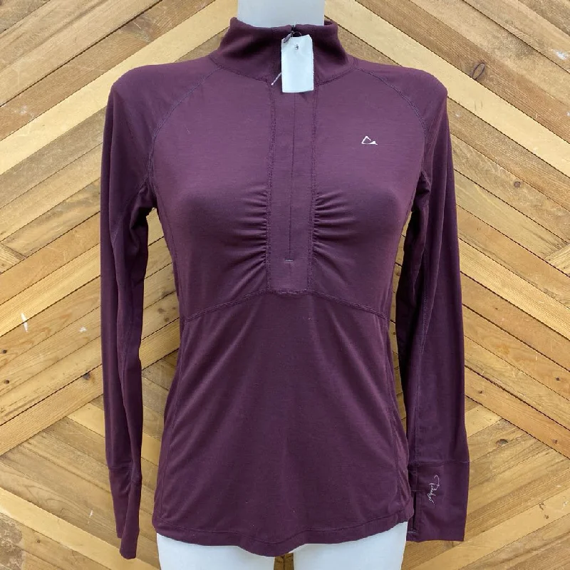 Paradox - womens 1/4 Zip Long Sleeve: Burgundy -women-SM