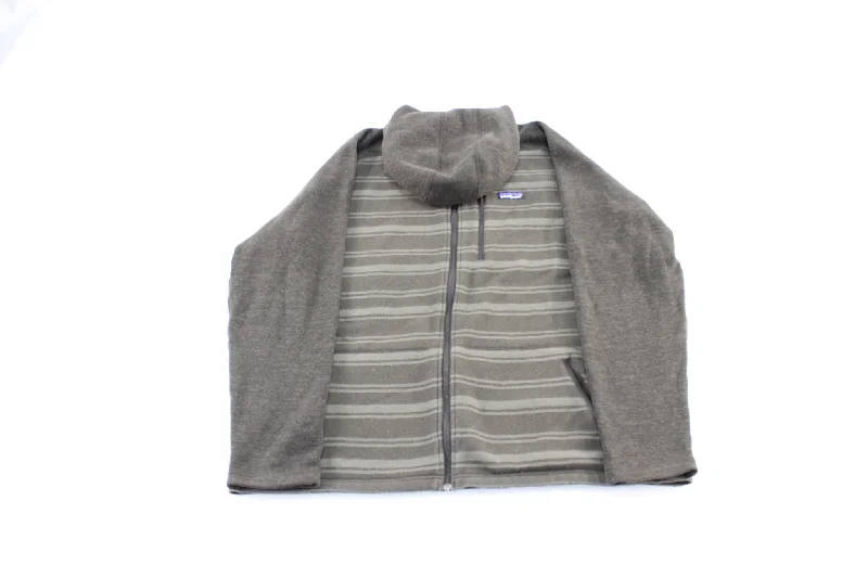 Patagonia Logo Patch Brown Striped Zip Up Jacket