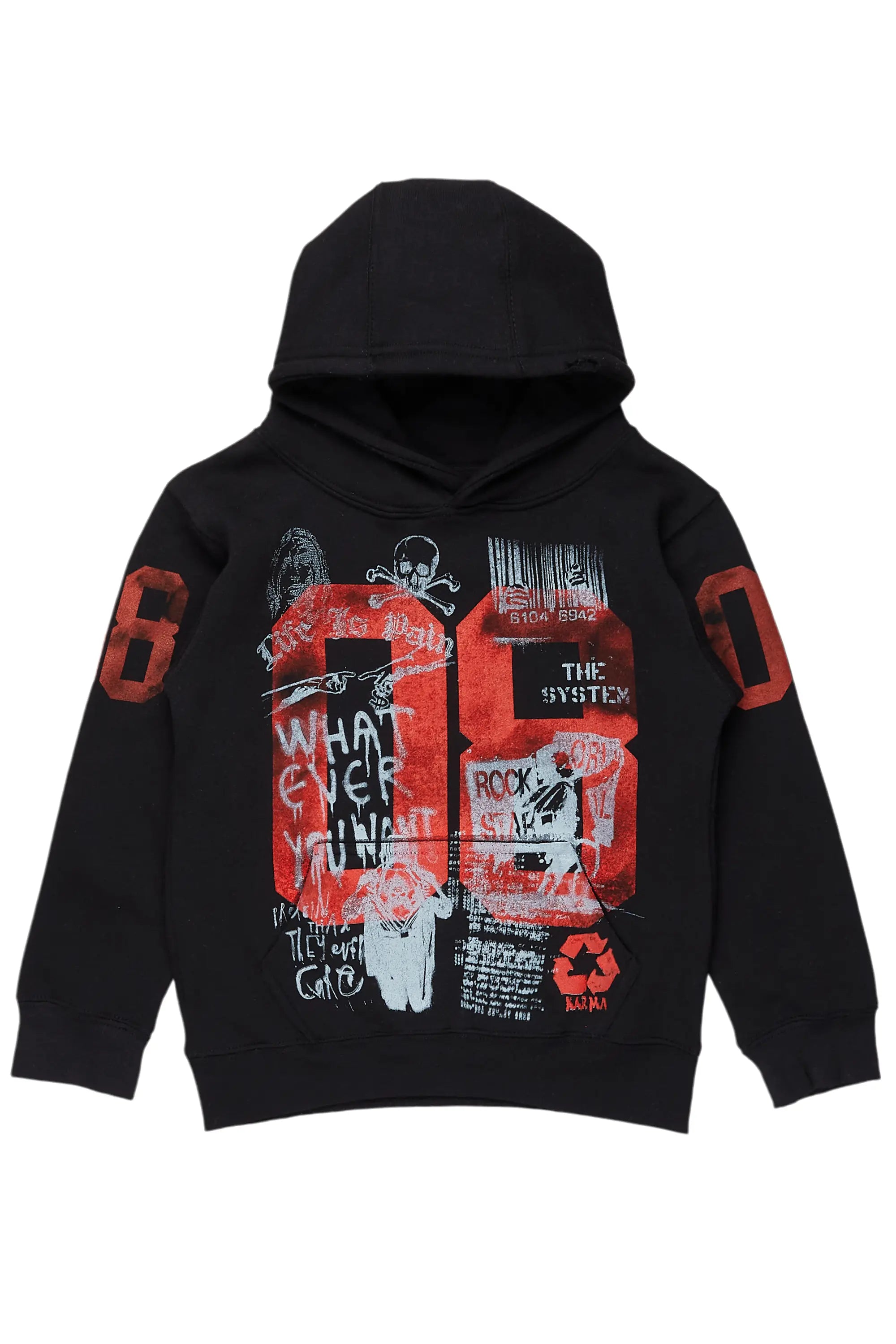 Boys Beau Black Graphic Hoodie