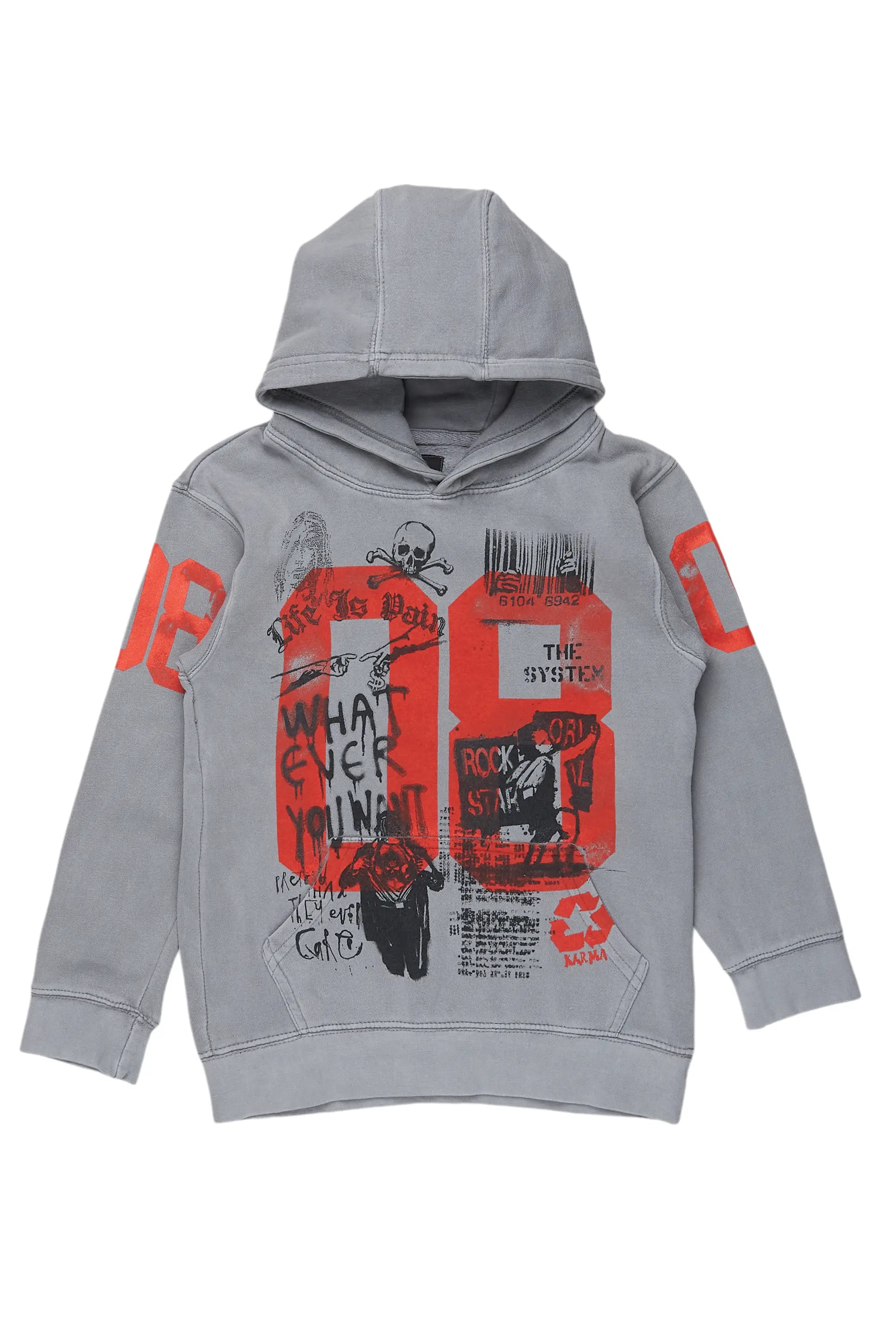 Boys Beau Vintage Grey Graphic Hoodie