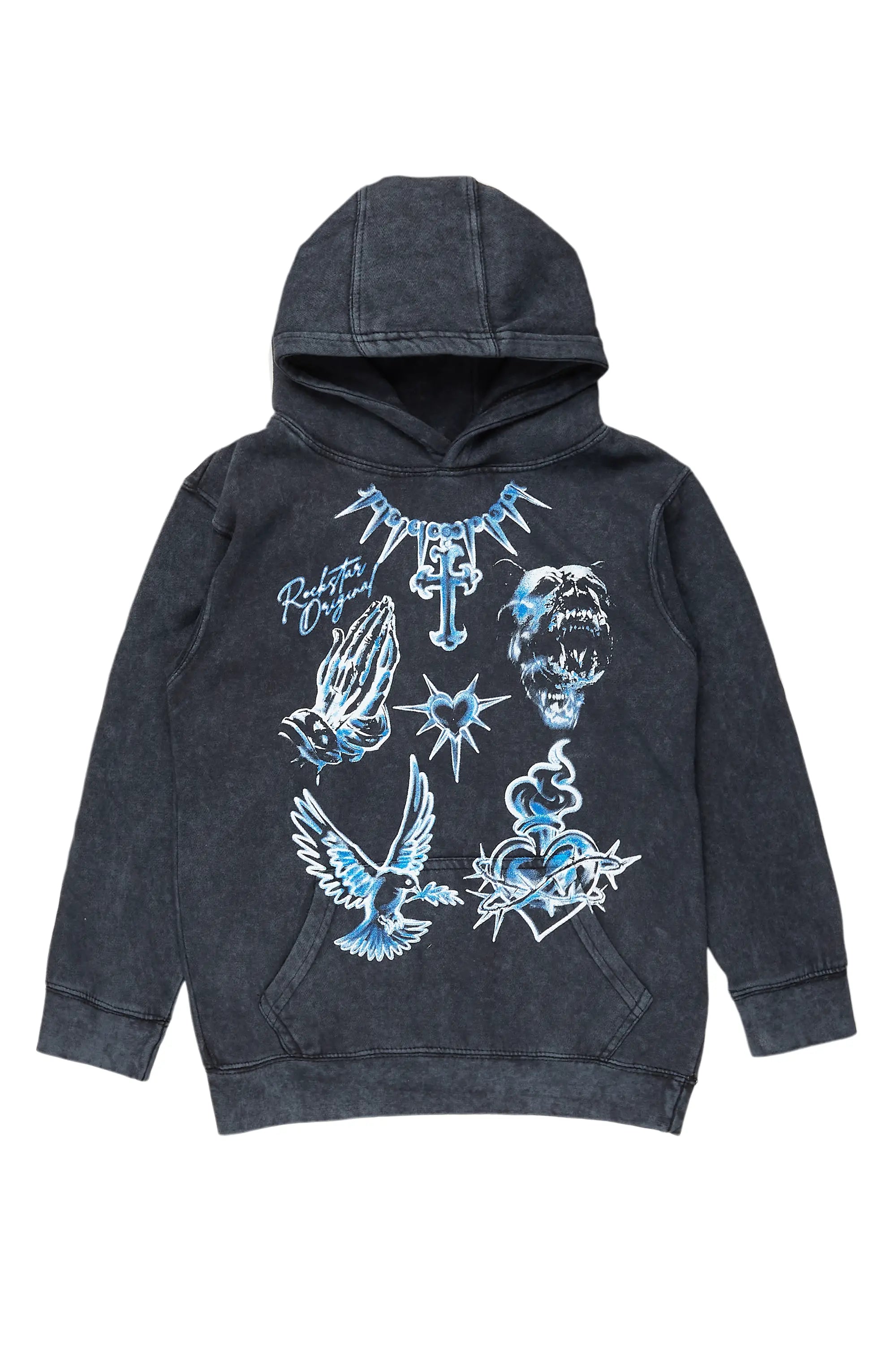 Boys Valar Vintage Black Graphic Hoodie