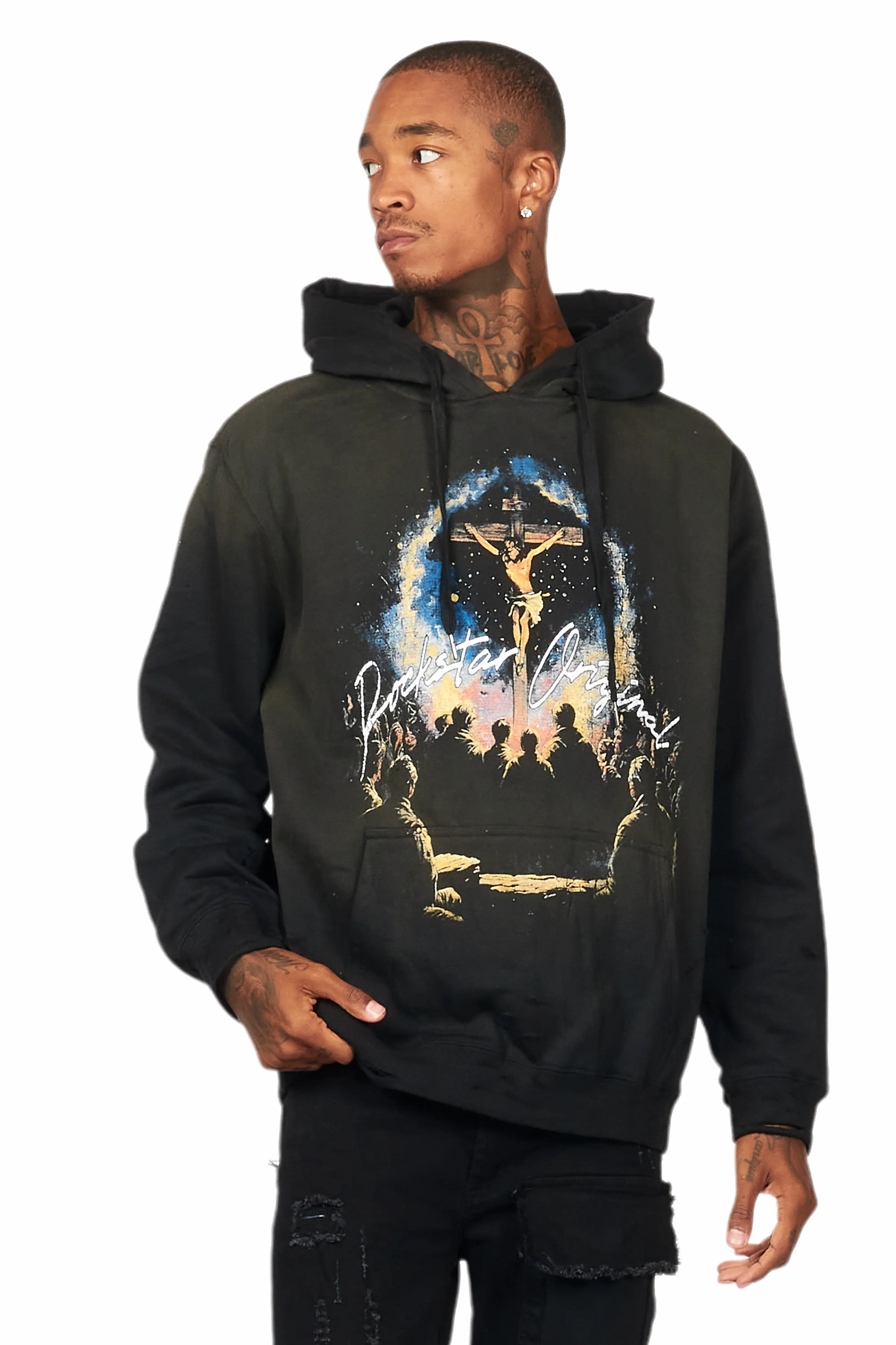 Lajos Black Graphic Hoodie