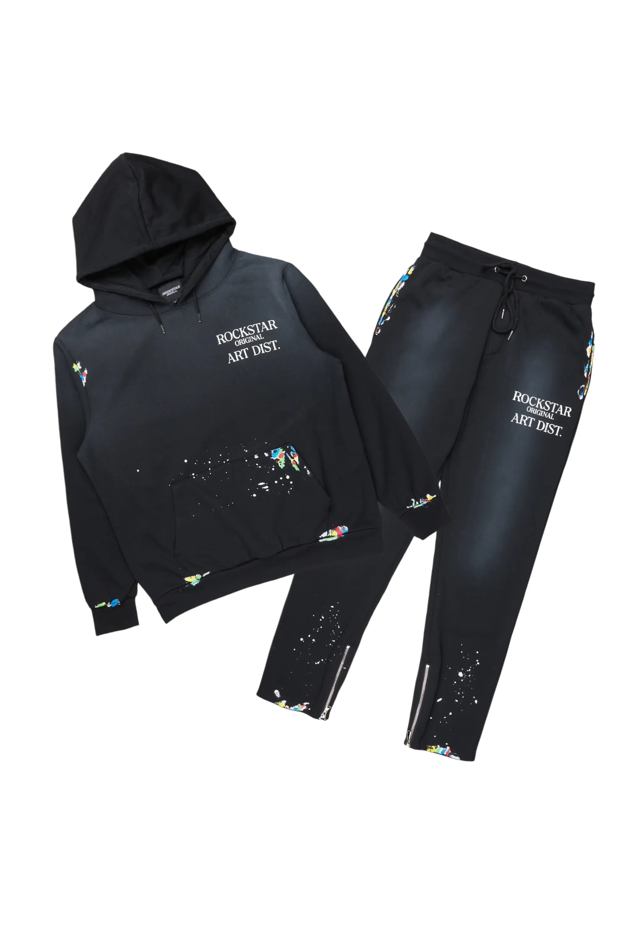 Rockstar Art Dist. Black Slim Hoodie Track Set