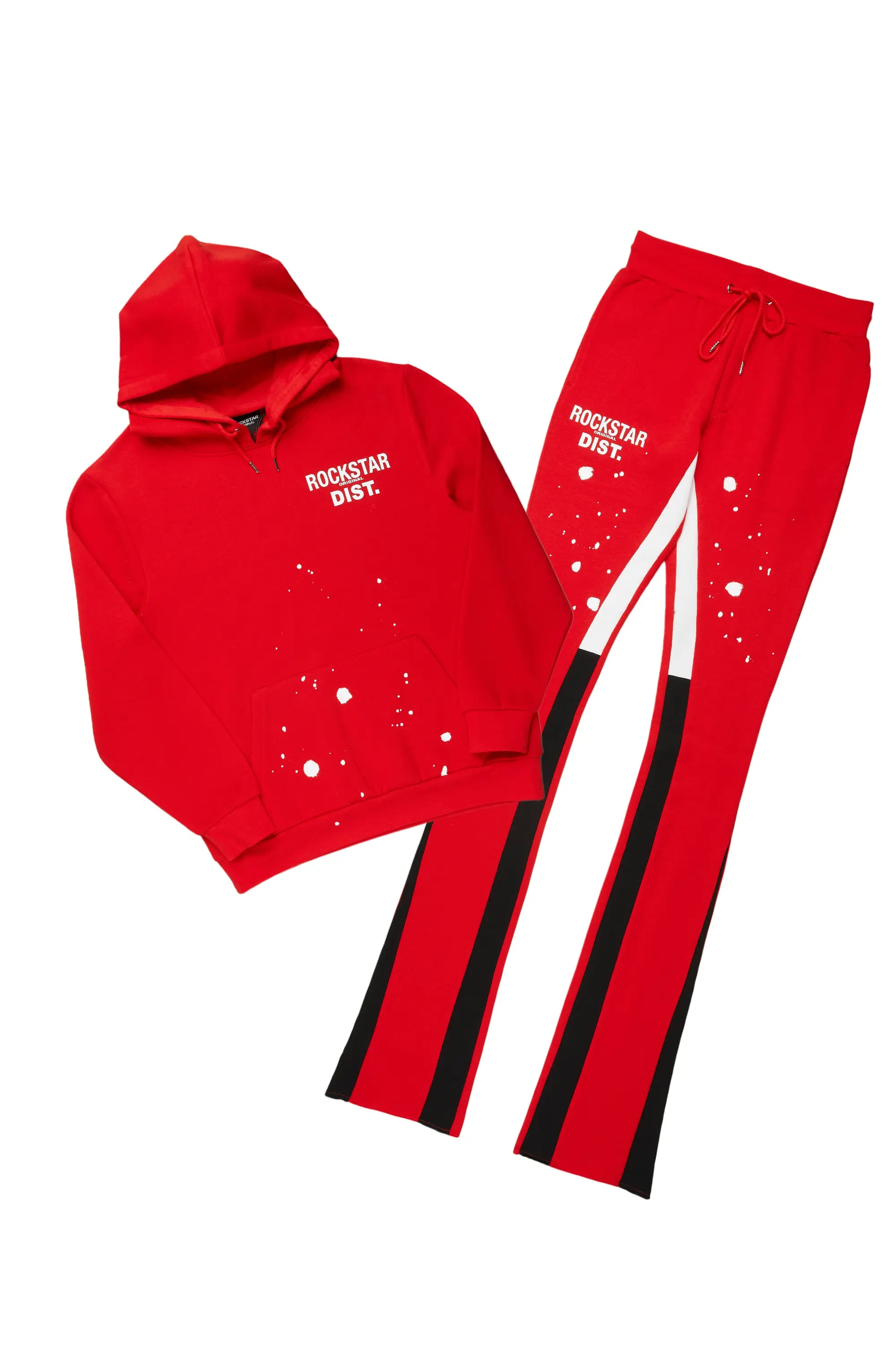 Raffer Red Hoodie/Super Stacked Flare Pant Set