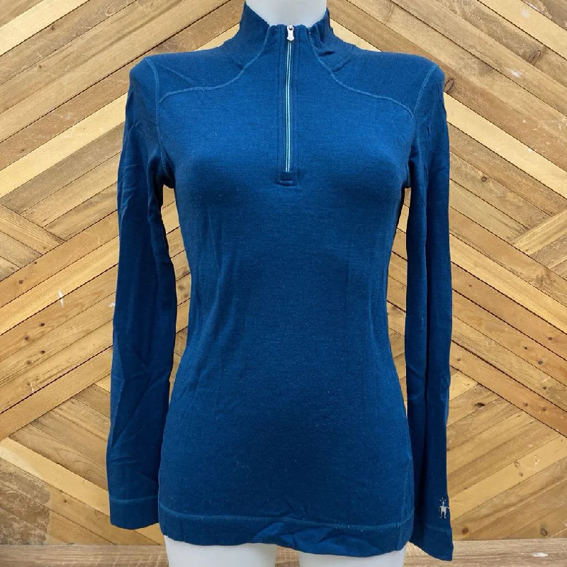 Smartwool - Women's Merino 1/2-Zip Baselayer Top - MSRP $150: Teal Blue-women-MD