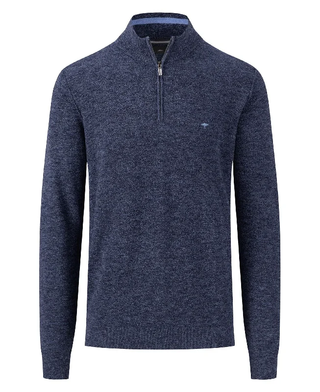 Troyer Zip Mouline Jumper - Navy