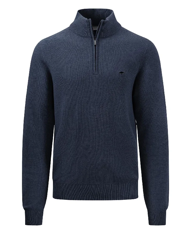 Troyer Zip Structured Knit - Navy