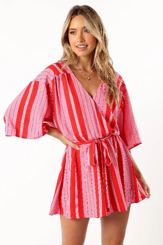 Deena Playsuit - Pink Stripe