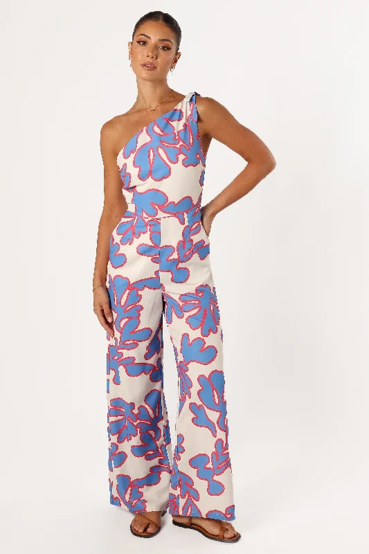 Zoya One Shoulder Jumpsuit - Flori Print