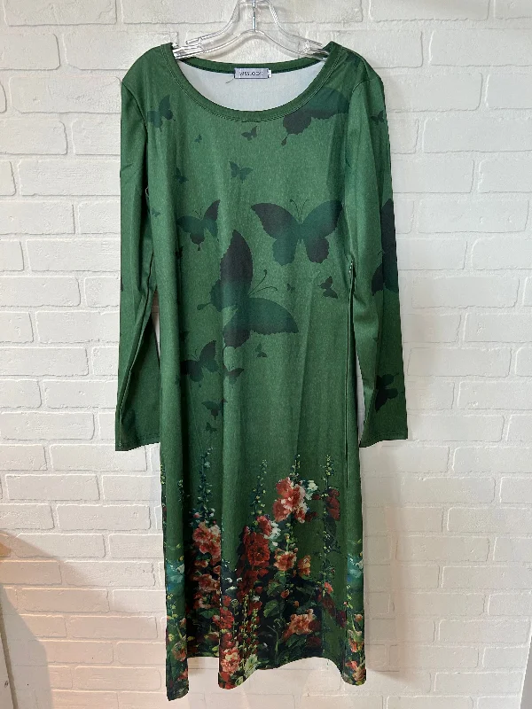 Green Dress Casual Midi Misslook, Size L