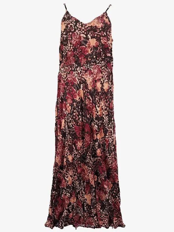 Auguste Raspberry Floral Spaghetti Strap Maxi Dress Size 16