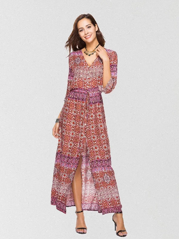 Embrace It Printed Button Down Maxi Dress