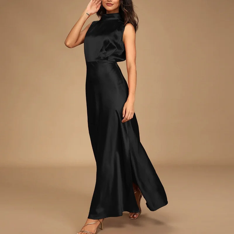 Fashion Formal Satin Occasion Maxi Dress