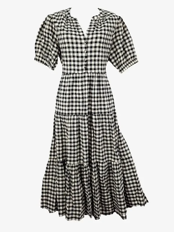 French Connection Chic Gingham Cottage Maxi Dress Size 8