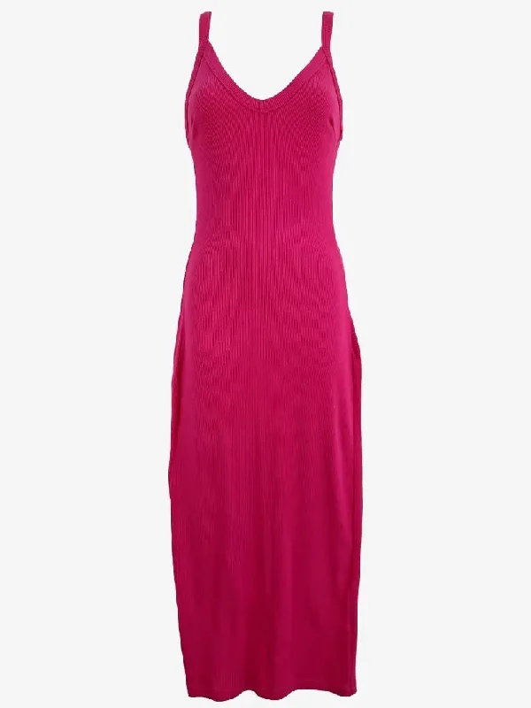 Kookai Barbie Pink Ribbed Maxi Dress Size 8