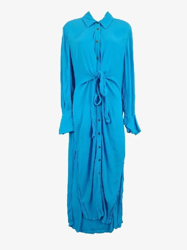 Sheike Aqua Side Split Button Up Maxi Dress Size 10