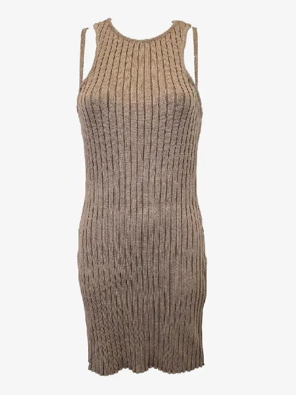 St. Mrlo Dove Grey Ribbed Knit Funky Strap Mini Dress Size 14